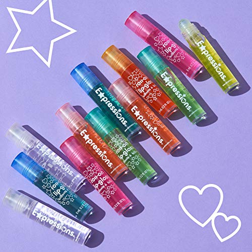 12pc Fruity Roll-On Lip Gloss Set with Carrying Case for Kids