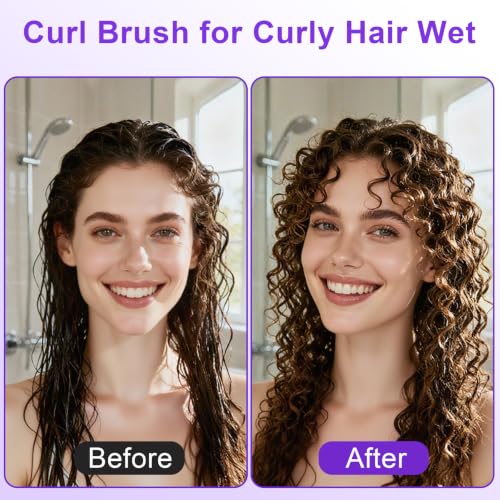 Weldilgit 2-Pack Curl Defining Brush for Wet & Dry Hair - Purple & Green