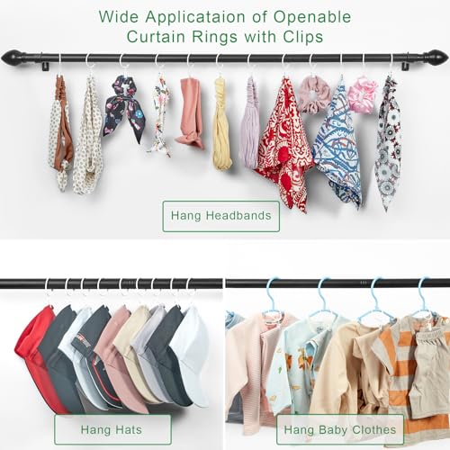 Curtain Rings with Clips - Openable Drapery Rings, 1.26" ID, Set of 24
