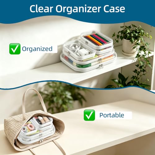 TrueLux 1L+1M+3S Clear Hard Shell Travel & Makeup Organizer Cases