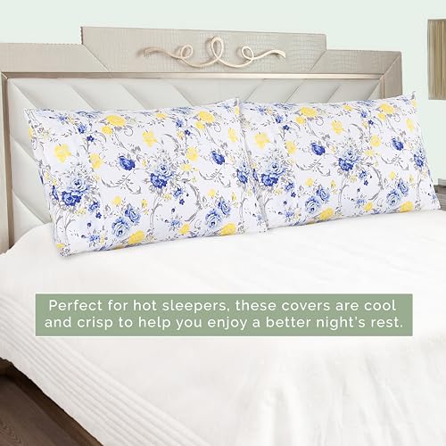 Elegant Comfort King Pillowcase Set - 2 Floral Print Microfiber Covers