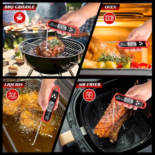 FDK Digital Meat Thermometer - Instant Read BBQ Probe with Magnet & Waterproof Design
