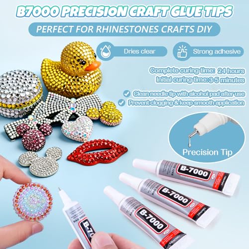 Kalolary 48000pcs 3mm Resin Jelly Rhinestones Kit with Glue and Tools