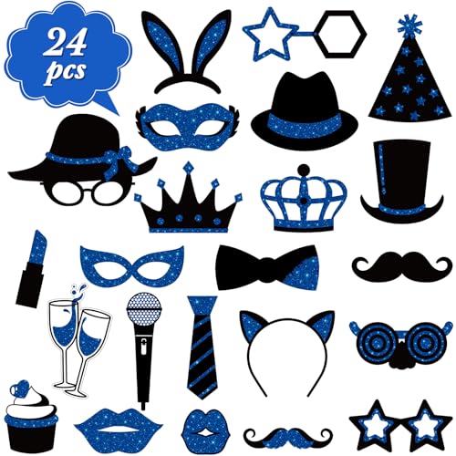 Zonon 24 Pcs Photo Booth Props Set for Parties and Weddings