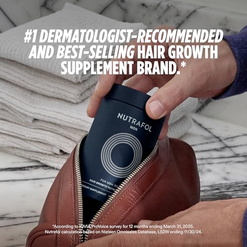 Nutrafol Men 50+ Hair Growth Supplements, Clinically Tested for Visibly Thicker Hair and Scalp Coverage, #1 Dermatologist-Recommended Hair Growth Supplement Brand - 1 Month Supply