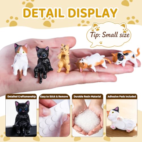 12 Mini Resin Cat Figurines Set - Cute Collectible Decor for Home & Office