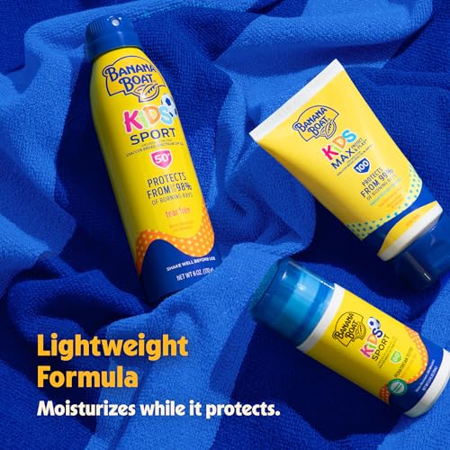 Banana Boat Sport Kids Sunscreen Spray SPF 50, Twin Pack | Spray Sunscreen for Kids, Childrens Sunblock SPF 50, Oxybenzone Free, 6oz each