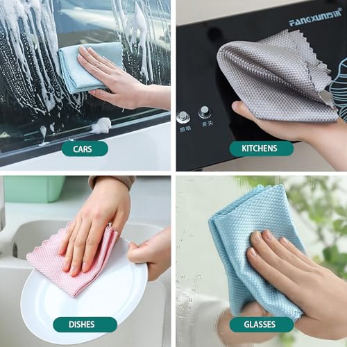Microfiber Cleaning Cloths, 8 Pack - Streak Free & Lint Free