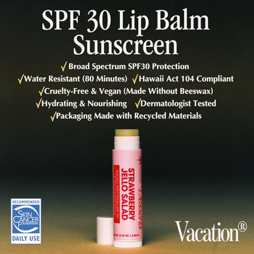 Vacation Strawberry Jello Salad SPF 30 Lip Balm Set of 3 - Moisturizing Vegan Sunscreen