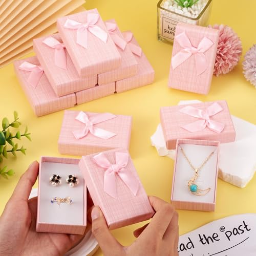 Craftdady 12 pcs Pink Jewelry Gift Box Set with Bowknot
