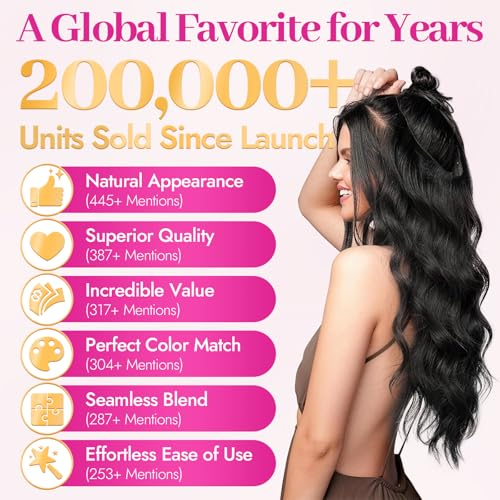 KooKaStyle Invisible Wire Hair Extensions with Transparent Headband Adjustable Size 4 Secure Clips Black Long Wavy Synthetic Hairpiece 20 Inch for Women