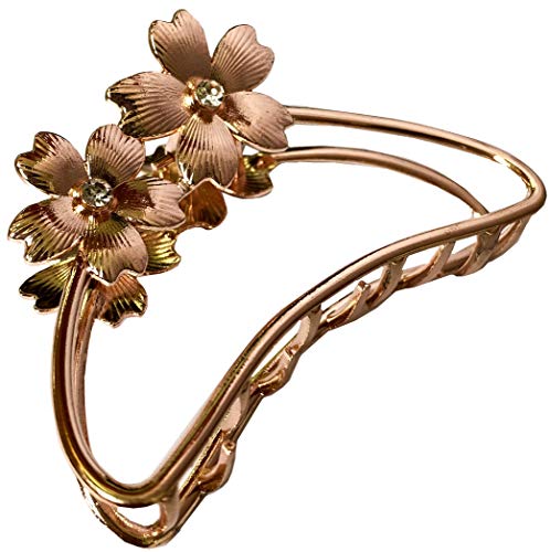Double Flower Shaped Metal Hair Claw Clips - 4 Colors, Durable & Elegant