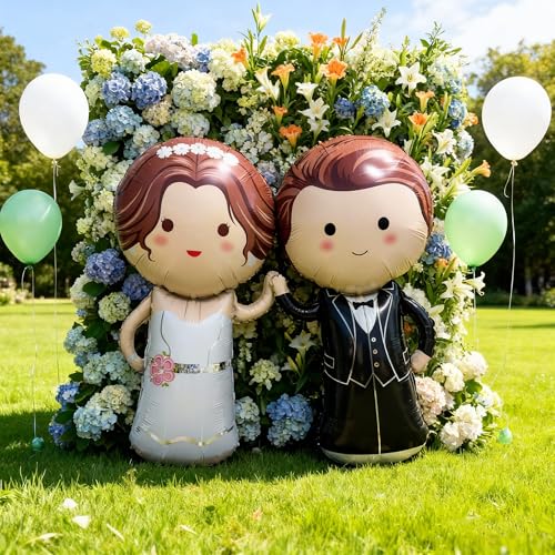 Bride and Groom Foil Balloons Set - Just Married Wedding Decor