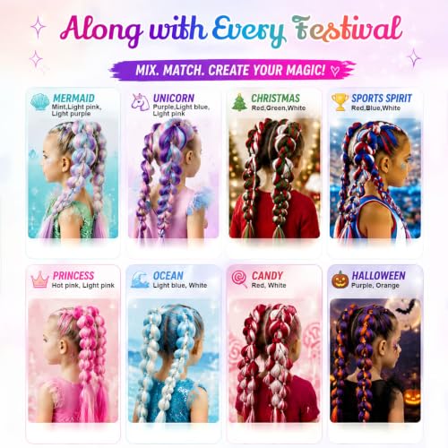 26 Inch Pre-Stretched Braiding Hair Extensions - Blue, White, Red (3 Pack)