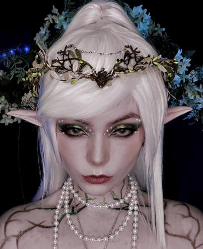 MOSTORY Handmade Green-Beige Forest Leaf Crown for Cosplay & Parties