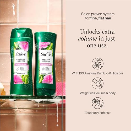 Suave Bamboo & Hibiscus Volumizing Shampoo for Fine Hair - 12.6 oz