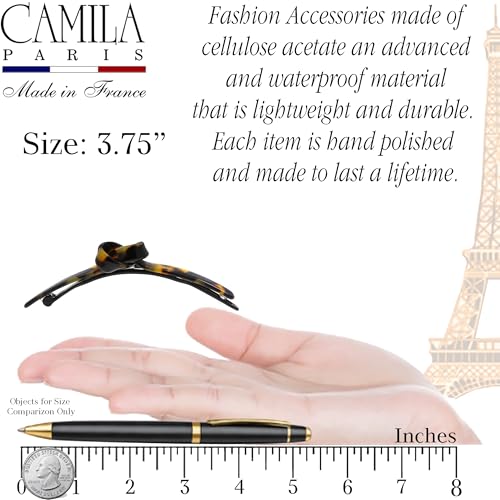Tokyo 3.75 Inch Handmade French Hair Barrette Clip - Metal-Free Closure, Strong Hold for All Hair Types