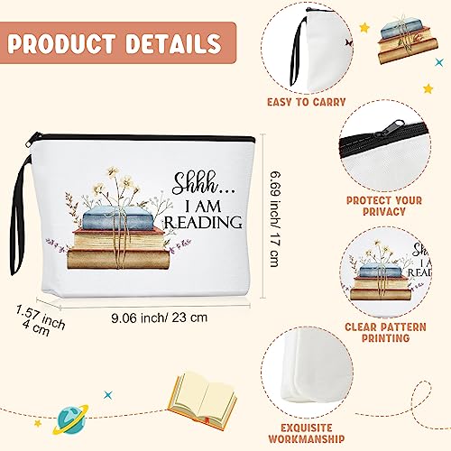 Sweetude Book Lover Gifts Booked Tote Bag Bracelet Pouch Keychain Set for Women