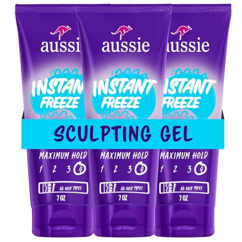 Aussie Instant Freeze Sculpting Hair Gel Triple Pack - 7 Oz Each, Maximum Hold & Frizz Control