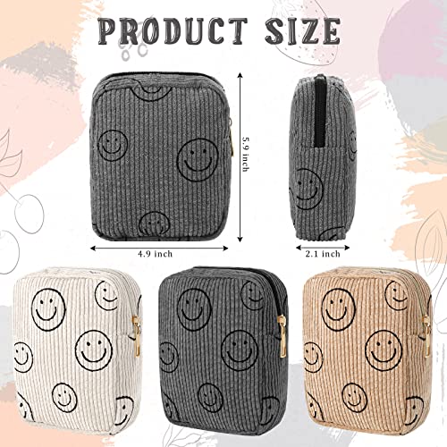 Photect 3-Piece Corduroy Makeup Bag Set in White, Gray, Yellow