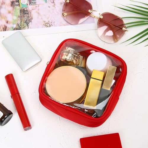 Aveniee Mini Red Clear Makeup Bag - Travel Cosmetic Organizer