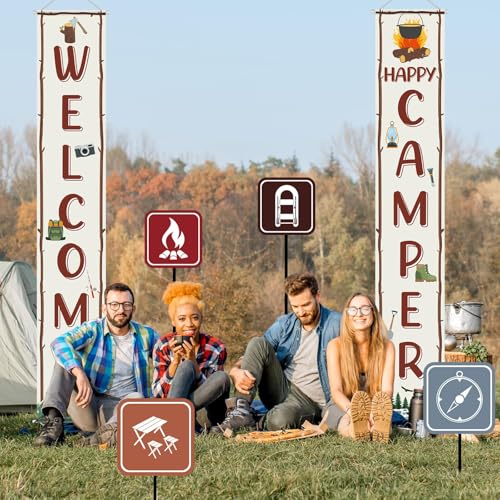 14-Piece Camping Party Decorations Set with Banners & Cutouts