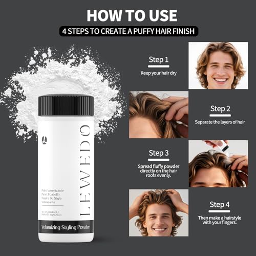 Lewedo Volumizing Styling Powder 8g (0.28 oz) – Natural Volume, Matte Finish, Adjustable Nozzle
