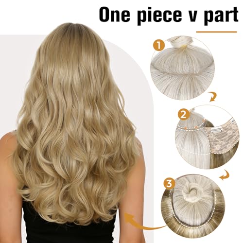 FAVE 20 Inch V Shaped Blonde Clip-in Hair Extensions - Lightweight Beach Waves