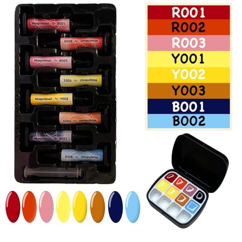 YJMyujimi Advanced Nail Art Gel Set - 8 Colors with Palette B