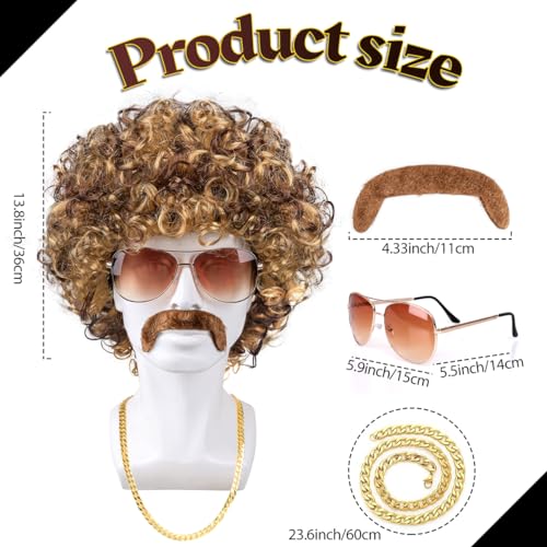 MOVINPE 70's Brown Short Afro Wig for Men - Disco Costume Accessory