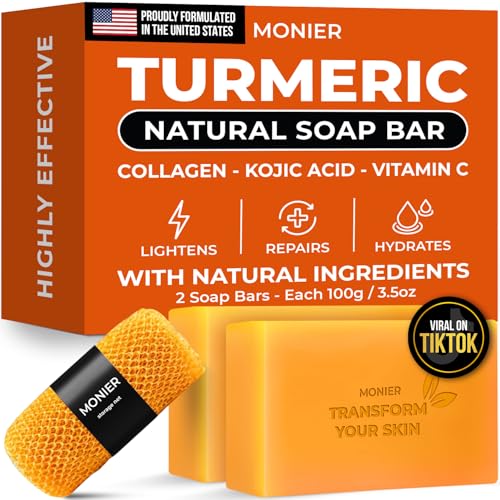 MONIER Turmeric Soap Bar with Kojic Acid & Collagen - Dark Spot Corrector