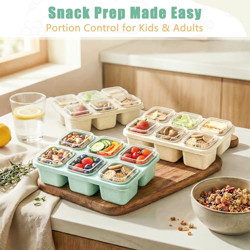 6-Compartment Snack Containers - 3 Pack Wheat Straw Storage