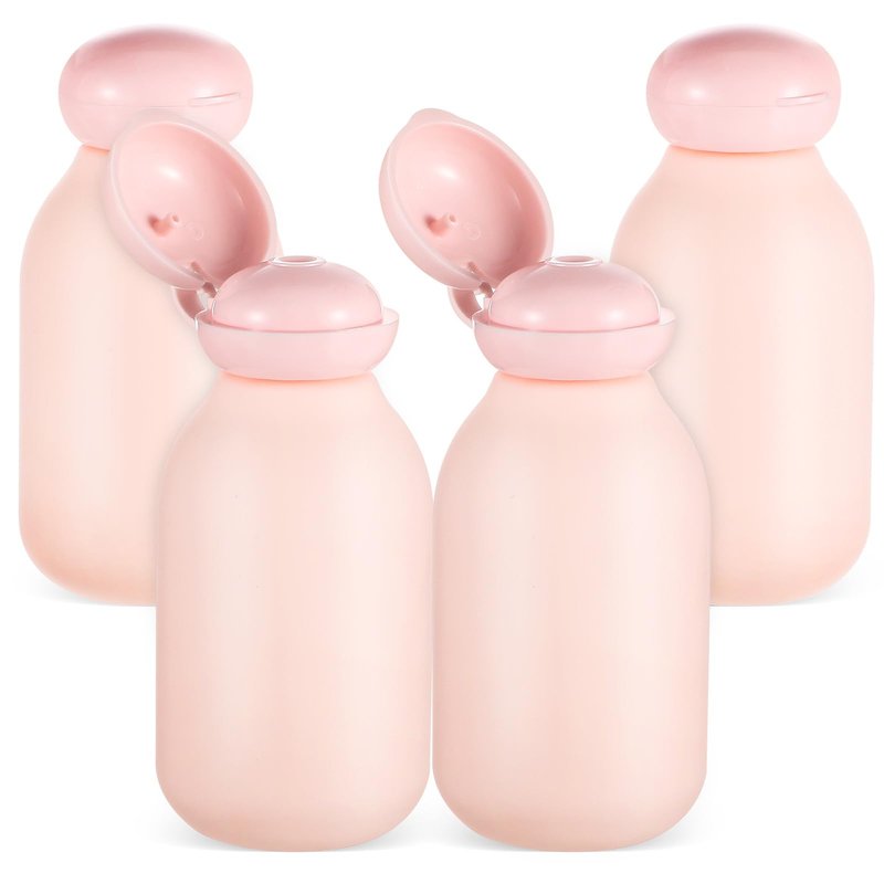 Healeved Travel Bottles 4-Pack 3.93 Inch Refillable Plastic Toiletry Containers for Shampoo Lotion Travel Size Squeeze Bottles Portable Leak-Resistant