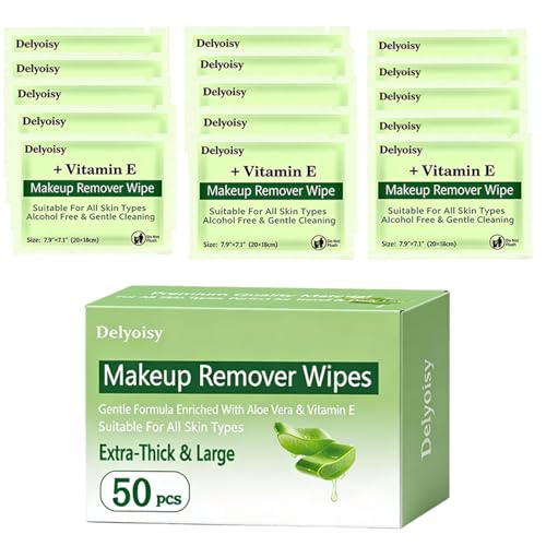 Delyoisy 50 Count Makeup Remover Wipes Bulk - Individually Wrapped Travel Size