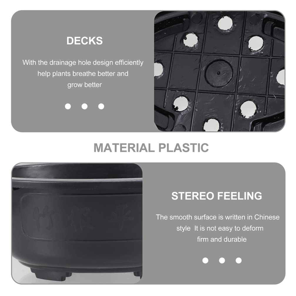 Angoily 2Pcs Bonsai Training Pot 17" Plastic Bonsai Pot with Drainage Hole Oval Planter for Desktop Decoration Nursery Garden Balcony