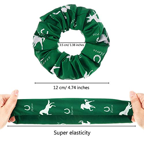 12 Pcs Horse-Themed Satin Hair Scrunchies for Women & Girls - Colorful Ponytail Holders