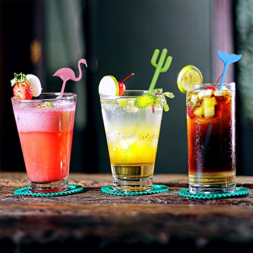 Tropical Cocktail Swizzle Stick & Pick Set - 15 Pcs Reusable Party Decor