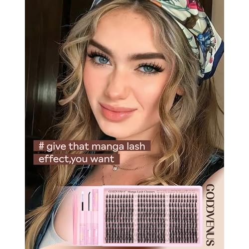 Goddvenus Manga Lash Clusters Kit Natural 300 Pcs Cluster Eyelash Extensions Kit Wispy Fairy Fluffy Eyelash Clusters Anime Cosplay Individual Lash Extensions Kit CC Curve 10-16mm