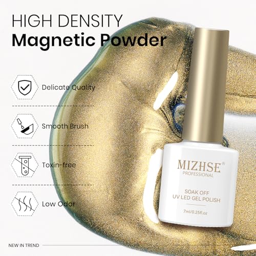 MIZHSE Cat Eye Gel Nail Polish Set - 6 Colors with Magnetic Stick