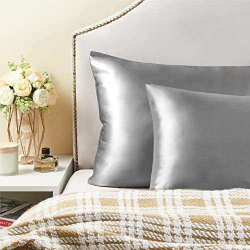 BEDELITE Satin Pillowcases Set of 4 - Standard 20"x26" Grey