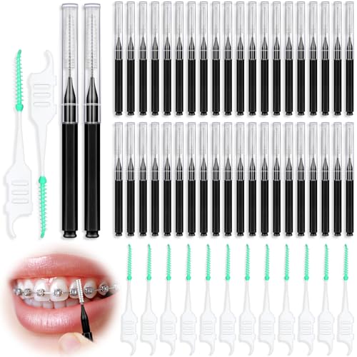 Jupwalz Black Interdental Brush & Dental Picks Kit - 270Pcs Oral Cleaning Set