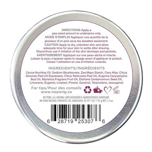 No Pong Spicy Chai Natural Deodorant Cream 35g - Aluminum-Free