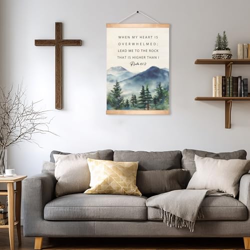 Inspirational Christian Wall Art - Psalm 61:2 Framed Canvas 14x18.5