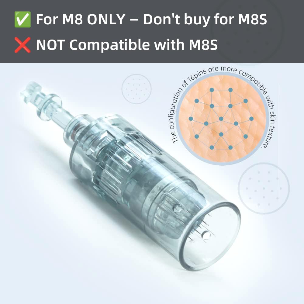 16 Pin Microneedling Pen Cartridges 10pcs for Dr pen M8 M7S Easy to Use Home Use