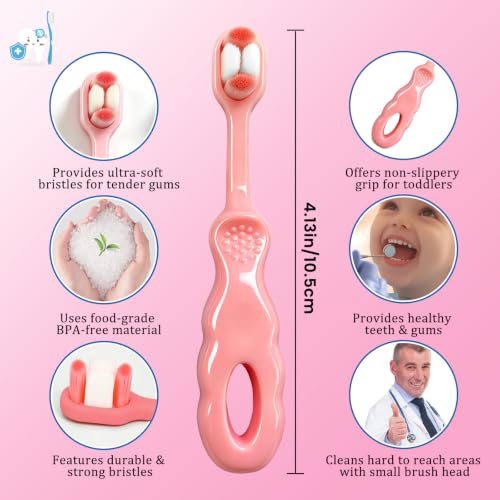 EasyHonor Ultra-Soft Baby Toothbrush 4-Pack for Toddlers 1-3
