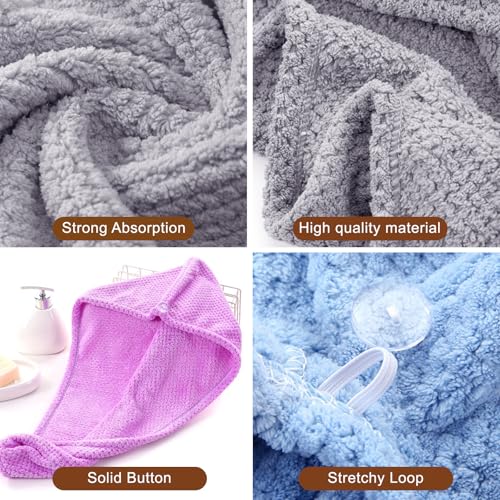 5 Pack Microfiber Hair Drying Towels - Quick Dry & Anti-Frizz