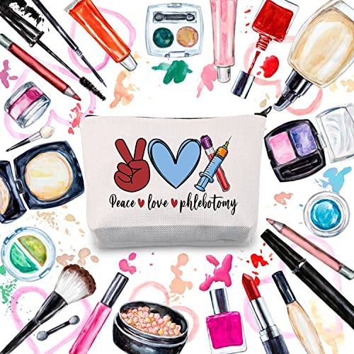 Peace Love Phlebotomy Makeup Bag - Gift for Phlebotomists & Nurses