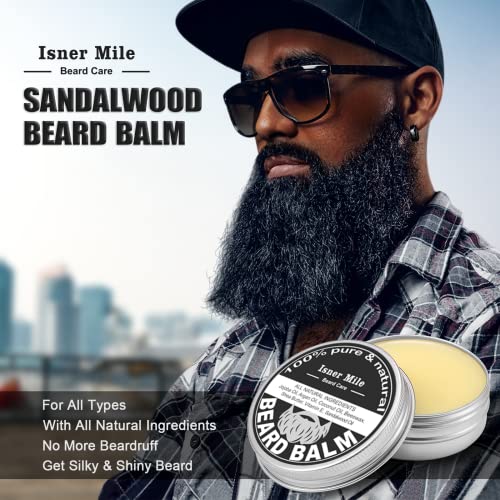Isner Mile Dad Gifts Fathers Day Husband: from Wife Daughter, Beard Grooming Kit for Men with Beard Oil Balm Wash Brush Comb & Straight Razor, Stocking Stuffers Birthday Gifts for Men Him Boyfriend
