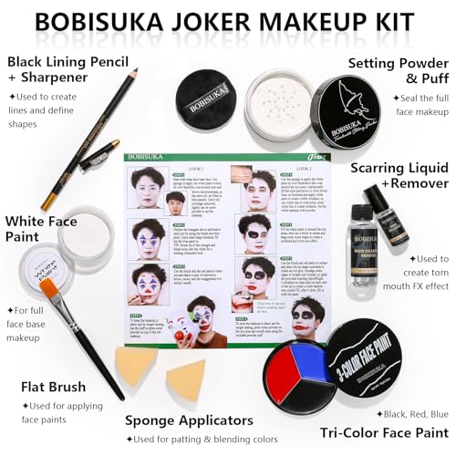 Joker/Clown SFX Makeup Kit - Complete Halloween Face Paint Set for Cosplay & Stage