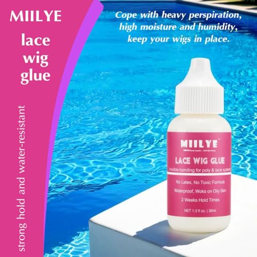 MIILYE Waterproof Lace Wig Glue 38ml Strong Hold Hair Adhesive with Headband